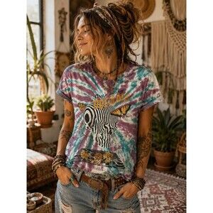 Only In My Dreams Skull Butterfly Tie Dye T Shirt Medium Chemistry Retro Style